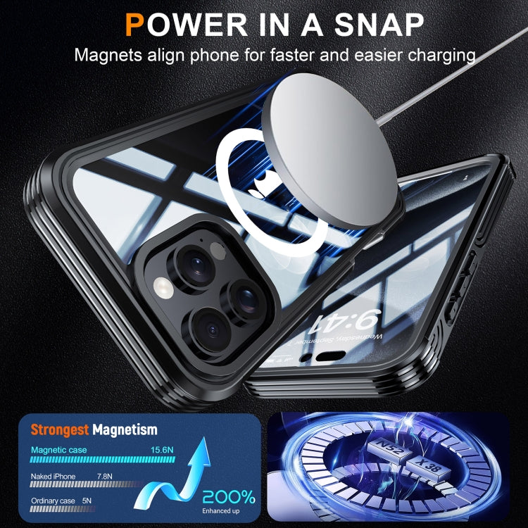 For iPhone 16 Pro RedPepper Tempered Glass MagSafe Phone Case(Dark Blue) - free shipping - PMC Jewellery - Order now!