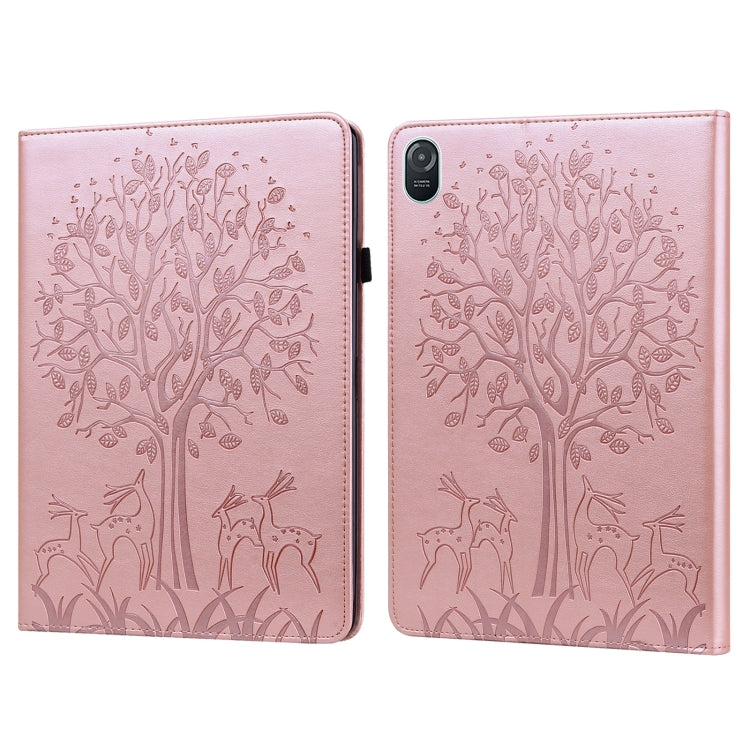 For Honor Pad 8 Tree & Deer Embossed Leather Tablet Case(Pink) - Honor by PMC TechLife | Online Shopping South Africa | PMC TechLife | Buy Now Pay Later Mobicred