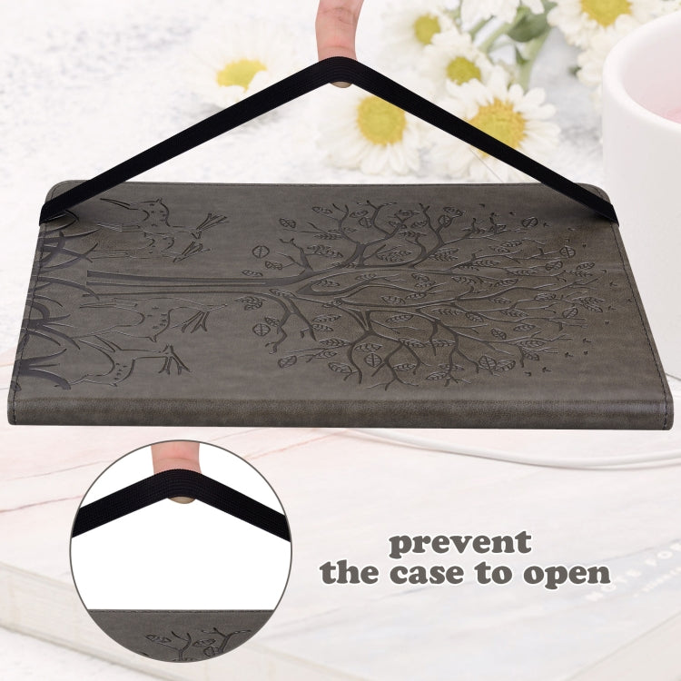 For Honor Pad 8 Tree & Deer Embossed Leather Tablet Case(Grey) - Honor by PMC TechLife | Online Shopping South Africa | PMC TechLife | Buy Now Pay Later Mobicred