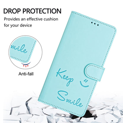 For Redmi K70 Ultra 5G Global Smile Embossing RFID Leather Phone Case(Mint Green) - Xiaomi Cases by PMC Jewellery | Online Shopping South Africa | PMC Jewellery | Buy Now Pay Later Mobicred