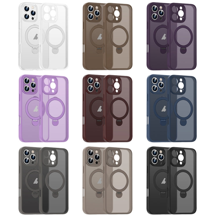 For iPhone 16 Matte Texture 360 Degree Rotary Tone Holder MagSafe Phone Case(Dark Purple) - iPhone 16 Cases by PMC Jewellery | Online Shopping South Africa | PMC Jewellery | Buy Now Pay Later Mobicred