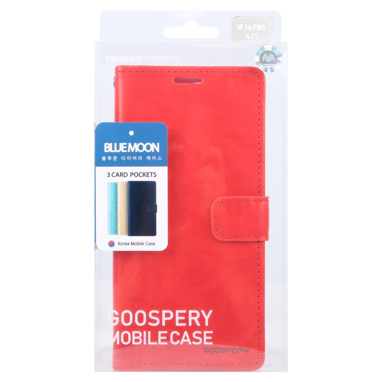 For iPhone 16 Pro Max GOOSPERY BLUE MOON Crazy Horse Texture Leather Phone Case(Red) - iPhone 16 Pro Max Cases by GOOSPERY | Online Shopping South Africa | PMC Jewellery | Buy Now Pay Later Mobicred