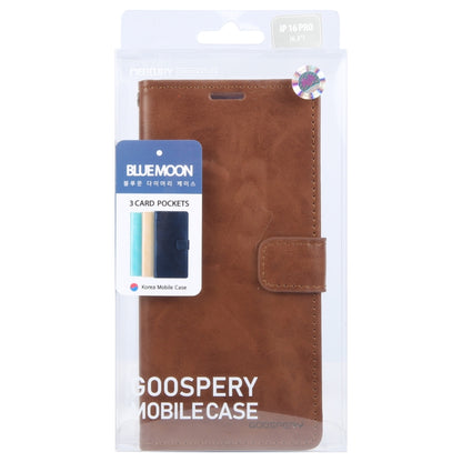 For iPhone 16 Pro Max GOOSPERY BLUE MOON Crazy Horse Texture Leather Phone Case(Brown) - iPhone 16 Pro Max Cases by GOOSPERY | Online Shopping South Africa | PMC Jewellery | Buy Now Pay Later Mobicred