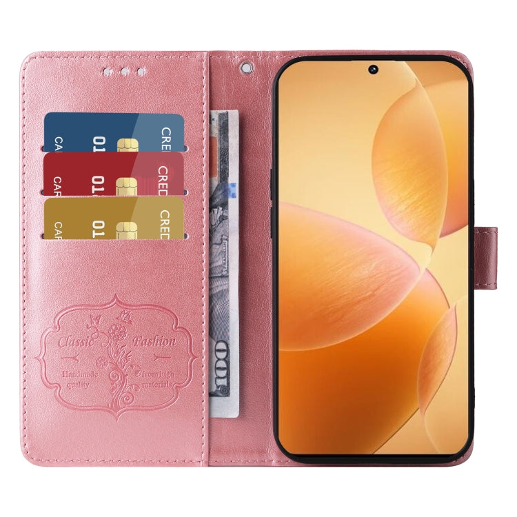 For Redmi K70 / K70 Pro Embossed Butterfly Flowers Leather Phone Case(Rose Gold) - K70 Cases by PMC Jewellery | Online Shopping South Africa | PMC Jewellery | Buy Now Pay Later Mobicred