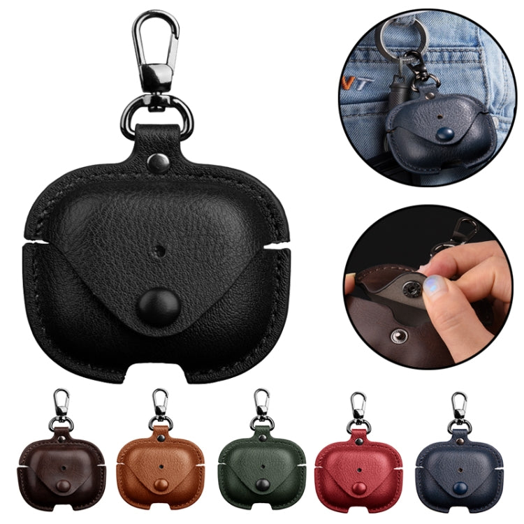 For AirPods 4 Business Leather Earphone Protective Case with Hook(Blue) - free shipping - PMC Jewellery - Order now!