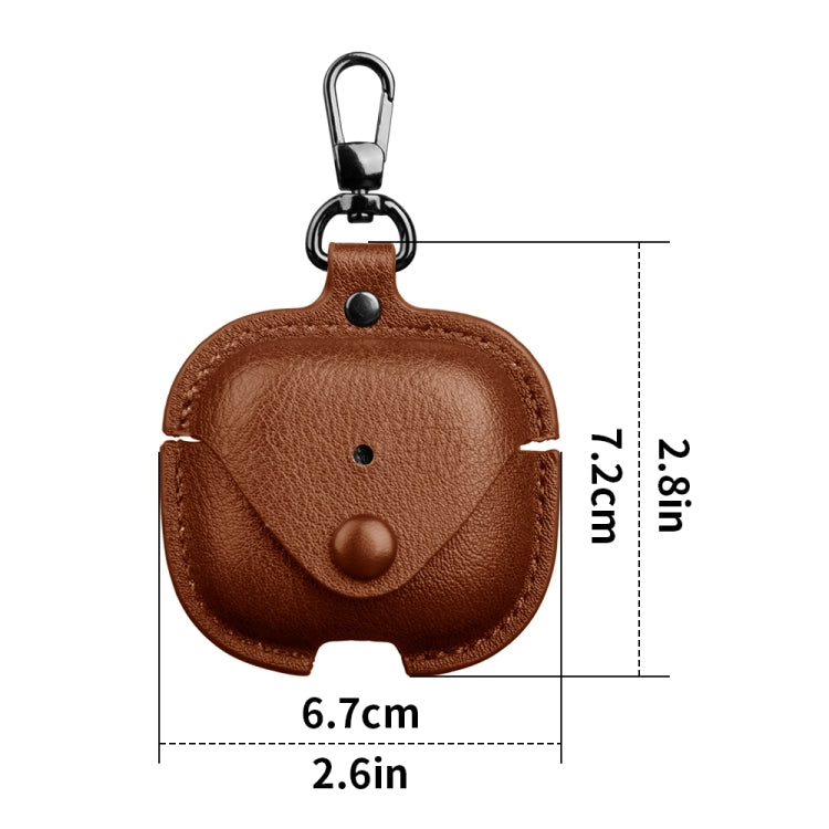 For AirPods 4 Business Leather Earphone Protective Case with Hook(Dark Brown) - For AirPods 4 by PMC Jewellery | Online Shopping South Africa | PMC Jewellery | Buy Now Pay Later Mobicred