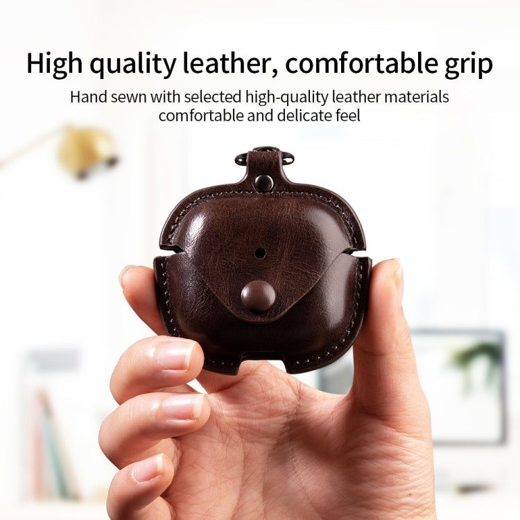 For AirPods 4 Business Leather Earphone Protective Case with Hook(Red) - free shipping - PMC Jewellery - Order now!