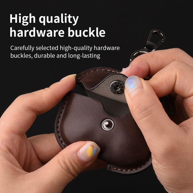 For AirPods 4 Business Leather Earphone Protective Case with Hook(Light Brown) - For AirPods 4 by PMC Jewellery | Online Shopping South Africa | PMC Jewellery | Buy Now Pay Later Mobicred