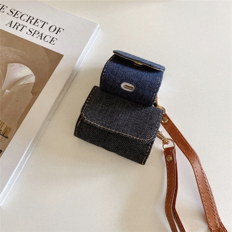 For AirPods 1 / 2 Cowboy Fabric Texture PU Headset Protective Bag(Black) - For AirPods 1/2 by PMC Jewellery | Online Shopping South Africa | PMC Jewellery | Buy Now Pay Later Mobicred