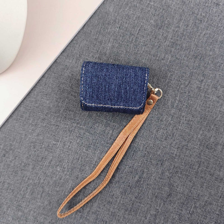 For AirPods Pro Cowboy Fabric Texture PU Headset Protective Bag(Dark Blue) - For AirPods Pro by PMC Jewellery | Online Shopping South Africa | PMC Jewellery | Buy Now Pay Later Mobicred