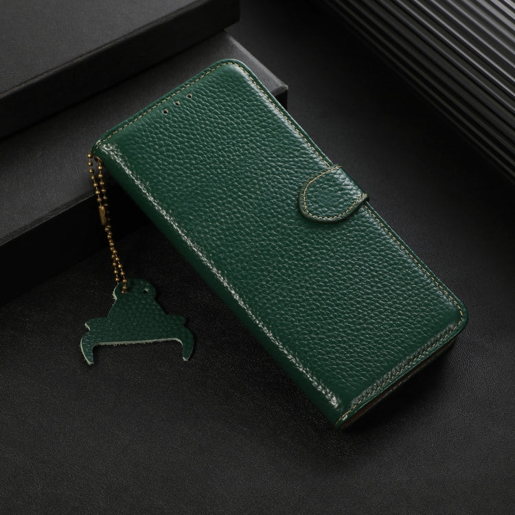 For Motorola Edge 50 Genuine Leather Litchi Texture RFID Leather Phone Case(Green) - Motorola Cases by PMC TechLife | Online Shopping South Africa | PMC TechLife | Buy Now Pay Later Mobicred