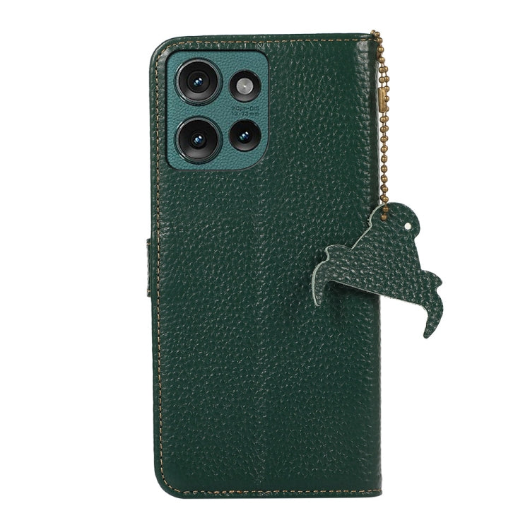 For Motorola Edge 50 Neo Genuine Leather Litchi Texture RFID Leather Phone Case(Green) - Motorola Cases by PMC TechLife | Online Shopping South Africa | PMC TechLife | Buy Now Pay Later Mobicred
