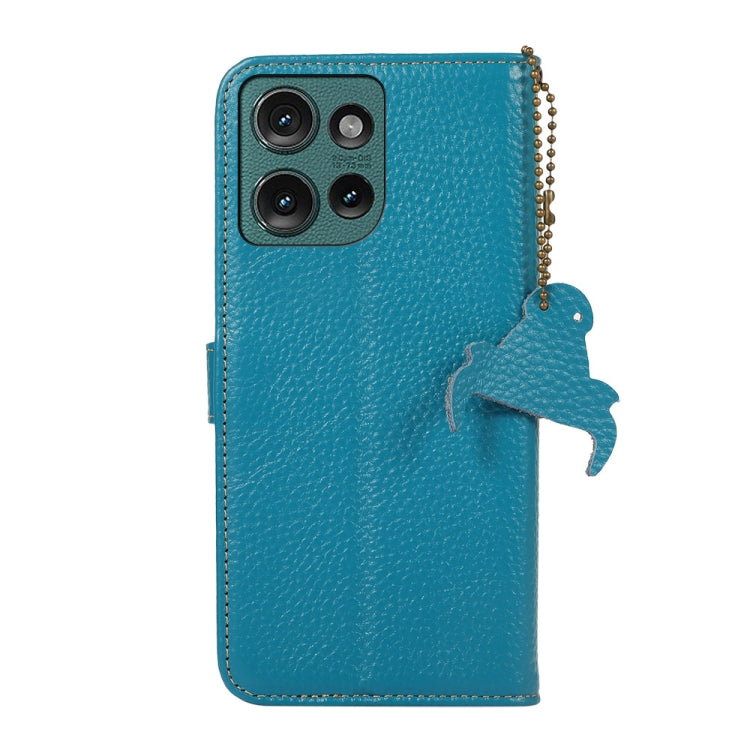 For Motorola Edge 50 Neo Genuine Leather Litchi Texture RFID Leather Phone Case(Blue) - Motorola Cases by PMC TechLife | Online Shopping South Africa | PMC TechLife | Buy Now Pay Later Mobicred