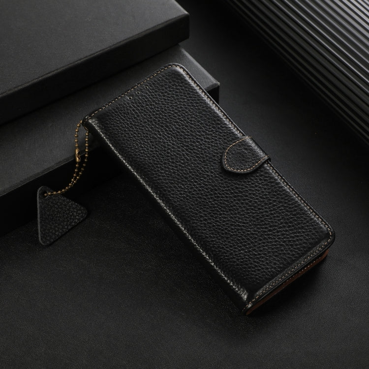 For Motorola Moto G35 Genuine Leather Litchi Texture RFID Leather Phone Case(Black) - free shipping - PMC TechLife - Order now!