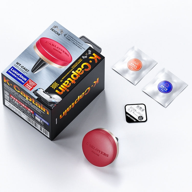 WEKOME WT-CA07 K-Captain Genuine Leather Solid Car Aroma Diffuser(Red) - Air Freshener by WK | Online Shopping South Africa | PMC Jewellery | Buy Now Pay Later Mobicred