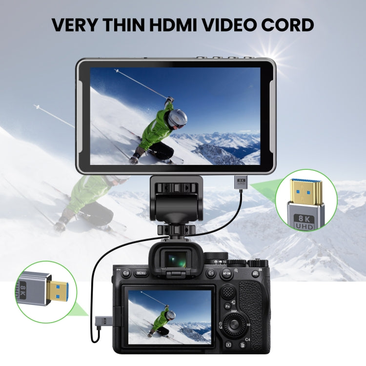 30cm Coaxial Micro HDMI to HDMI 8K UHD 48Gbps Video Connection Cable, Style:Left Elbow - Cable by PMC Jewellery | Online Shopping South Africa | PMC Jewellery | Buy Now Pay Later Mobicred