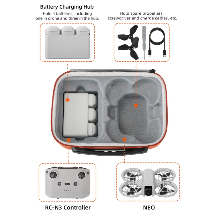 For DJI Neo Sunnylife Drone Batteries Kit Storage Case Box Suitcase(Orange) - free shipping - PMC TechLife - Order now!