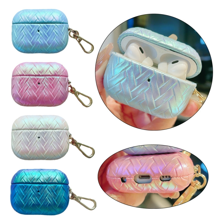 For AirPods 4 Colorful Weaving Texture Earbuds Box PC Case with Hook(Purple) - For AirPods 4 by PMC Jewellery | Online Shopping South Africa | PMC Jewellery | Buy Now Pay Later Mobicred