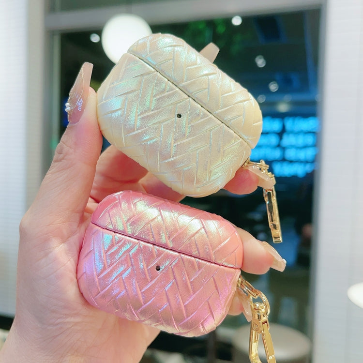For AirPods Pro Colorful Weaving Texture Earbuds Box PC Case with Hook(Blue) - free shipping - PMC Jewellery - Order now!