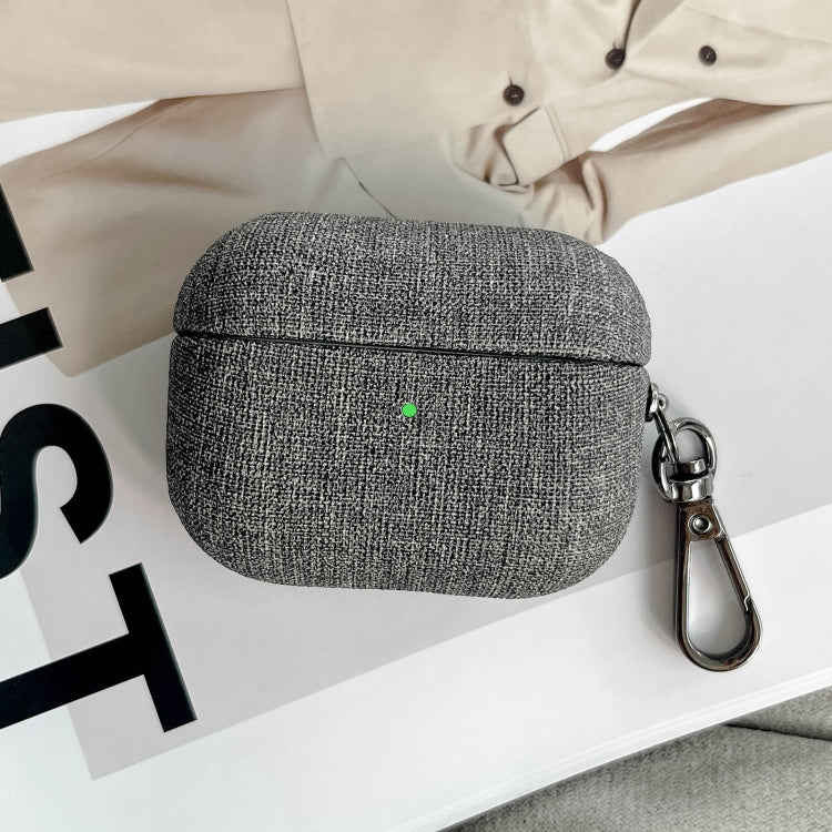 For AirPods Pro Fine Cloth Texture Earbuds Box PC Case with Hook(Grey) - For AirPods Pro by PMC Jewellery | Online Shopping South Africa | PMC Jewellery | Buy Now Pay Later Mobicred