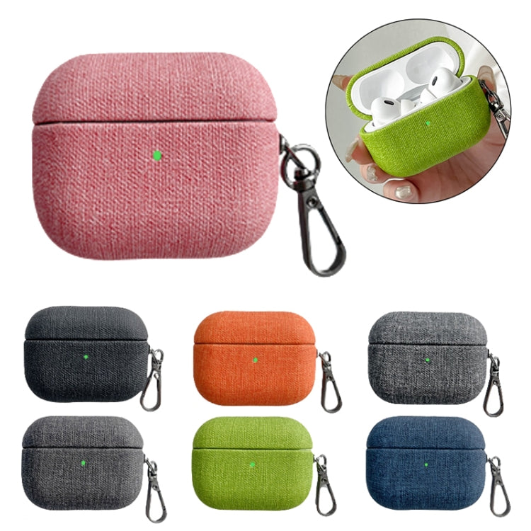 For AirPods 4 Fine Cloth Texture Earbuds Box PC Case with Hook(Dark Grey) - For AirPods 4 by PMC Jewellery | Online Shopping South Africa | PMC Jewellery | Buy Now Pay Later Mobicred