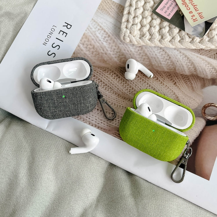 For AirPods 4 Fine Cloth Texture Earbuds Box PC Case with Hook(Dark Grey) - For AirPods 4 by PMC Jewellery | Online Shopping South Africa | PMC Jewellery | Buy Now Pay Later Mobicred