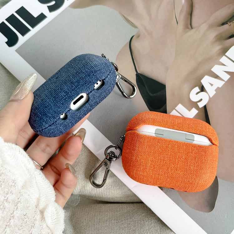 For AirPods 4 Fine Cloth Texture Earbuds Box PC Case with Hook(Grey) - For AirPods 4 by PMC Jewellery | Online Shopping South Africa | PMC Jewellery | Buy Now Pay Later Mobicred