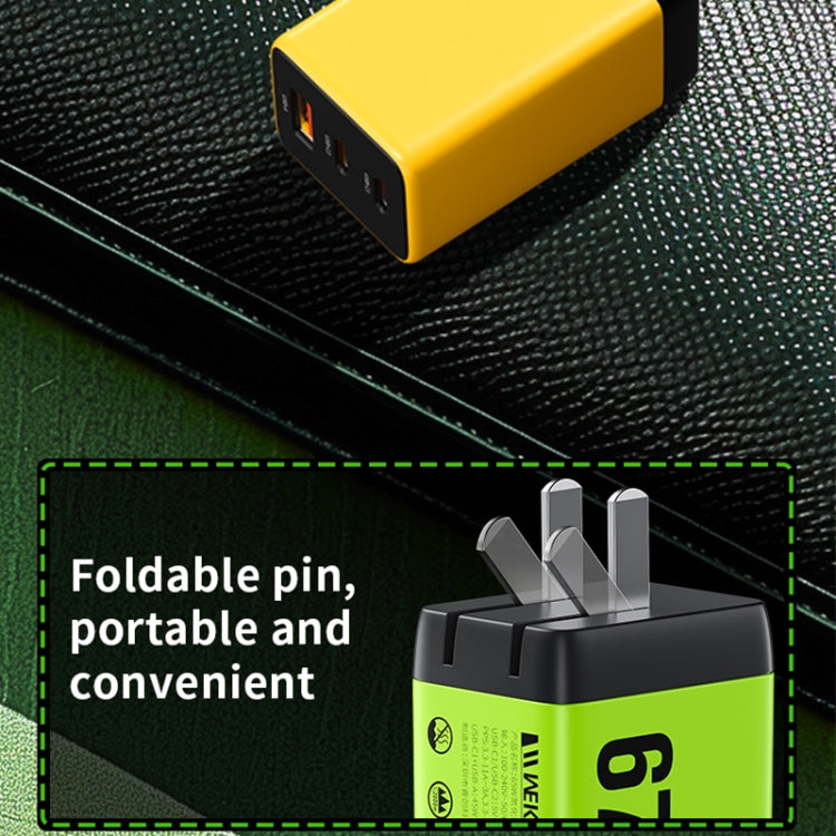 WK WP-U157 67W USB-C / Type-Cx2, USB GaN Fast Charger, Plug Type:UK Plug(Green) - USB Charger by WK | Online Shopping South Africa | PMC TechLife | Buy Now Pay Later Mobicred