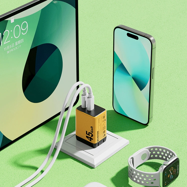 WK WP-U33 45W USB-C / Type-Cx2 GaN Fast Charger, Plug Type:UK Plug(Green) - USB Charger by WK | Online Shopping South Africa | PMC TechLife | Buy Now Pay Later Mobicred