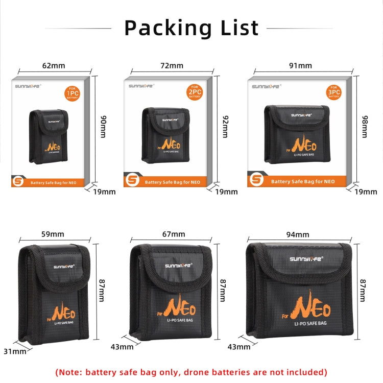 For DJI Neo Sunnylife Battery Explosion-proof Safe Bag Protective Li-Po Safe Bag(For 1pc Battery) - free shipping - PMC TechLife - Order now!