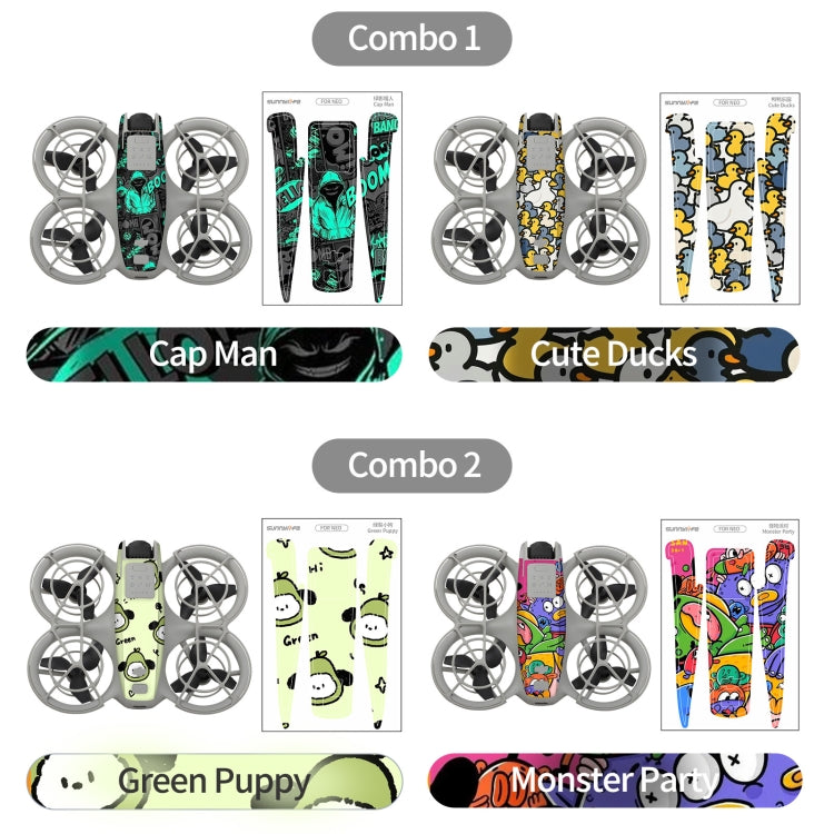 For DJI Neo 2pcs Combo Drone Body Protective Stickers(Green Hat Man + Cute Ducks) - free shipping - PMC TechLife - Order now!