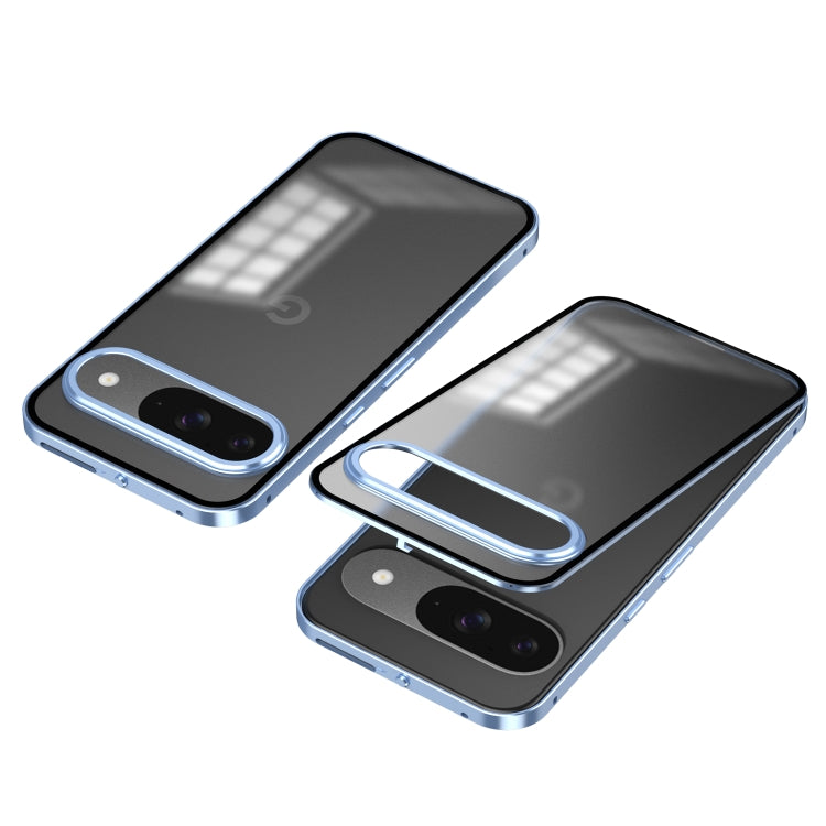 For Google Pixel 9 / 9 Pro Snap Buckle Metal Frame Frosted Phone Case(Blue) - Google Cases by PMC TechLife | Online Shopping South Africa | PMC TechLife | Buy Now Pay Later Mobicred