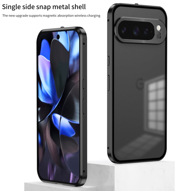 For Google Pixel 9 / 9 Pro Snap Buckle Metal Frame Frosted Phone Case(Black) - Google Cases by PMC TechLife | Online Shopping South Africa | PMC TechLife | Buy Now Pay Later Mobicred