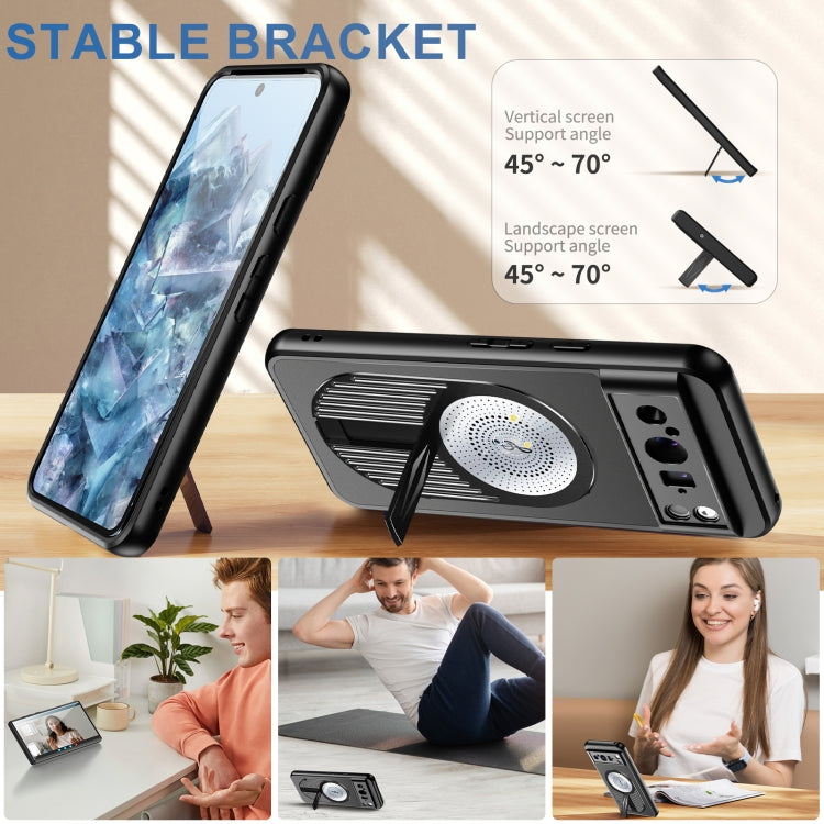 For Google Pixel 8 Pro Heat Dissipation Aromatherapy MagSafe Holder Phone Case(Black) - Google Cases by PMC TechLife | Online Shopping South Africa | PMC TechLife | Buy Now Pay Later Mobicred