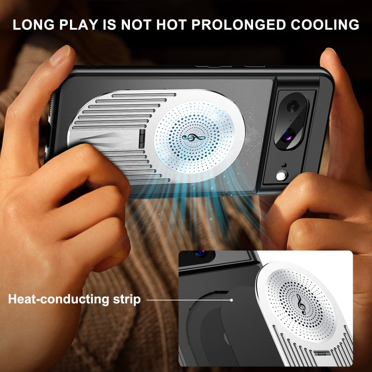 For Google Pixel 8 Heat Dissipation Aromatherapy MagSafe Holder Phone Case(Silver) - Google Cases by PMC TechLife | Online Shopping South Africa | PMC TechLife | Buy Now Pay Later Mobicred