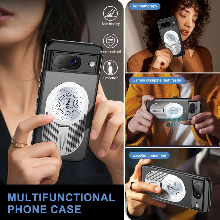 For Google Pixel 8 Heat Dissipation Aromatherapy MagSafe Holder Phone Case(Silver) - Google Cases by PMC TechLife | Online Shopping South Africa | PMC TechLife | Buy Now Pay Later Mobicred