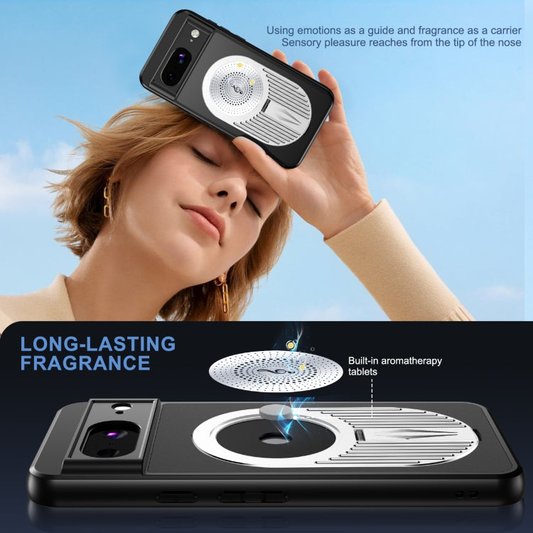 For Google Pixel 8 Heat Dissipation Aromatherapy MagSafe Holder Phone Case(Silver) - Google Cases by PMC TechLife | Online Shopping South Africa | PMC TechLife | Buy Now Pay Later Mobicred