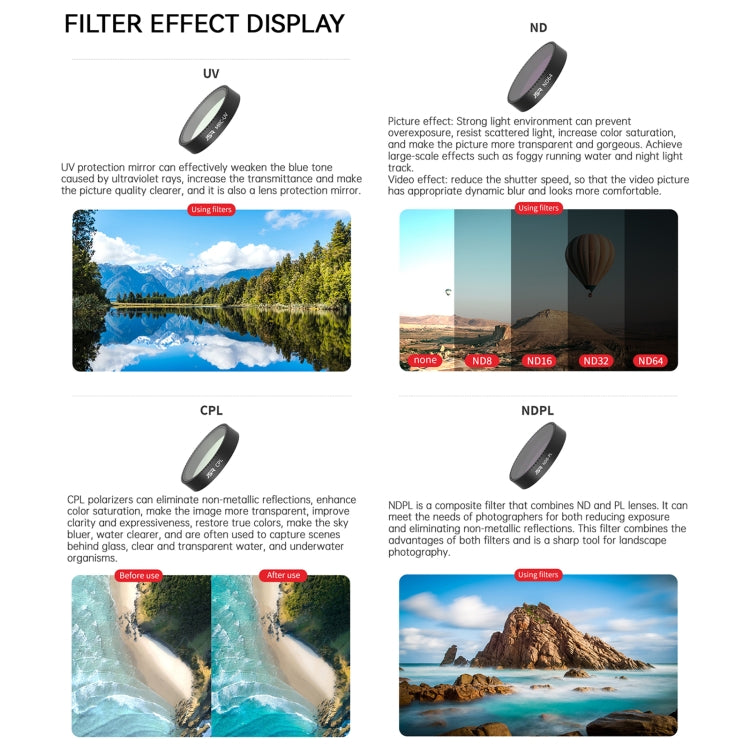 For DJI Neo JSR KB Series Drone Lens Filter, Filter:8 in 1 CPL UV ND Mixed - free shipping - PMC TechLife - Order now!