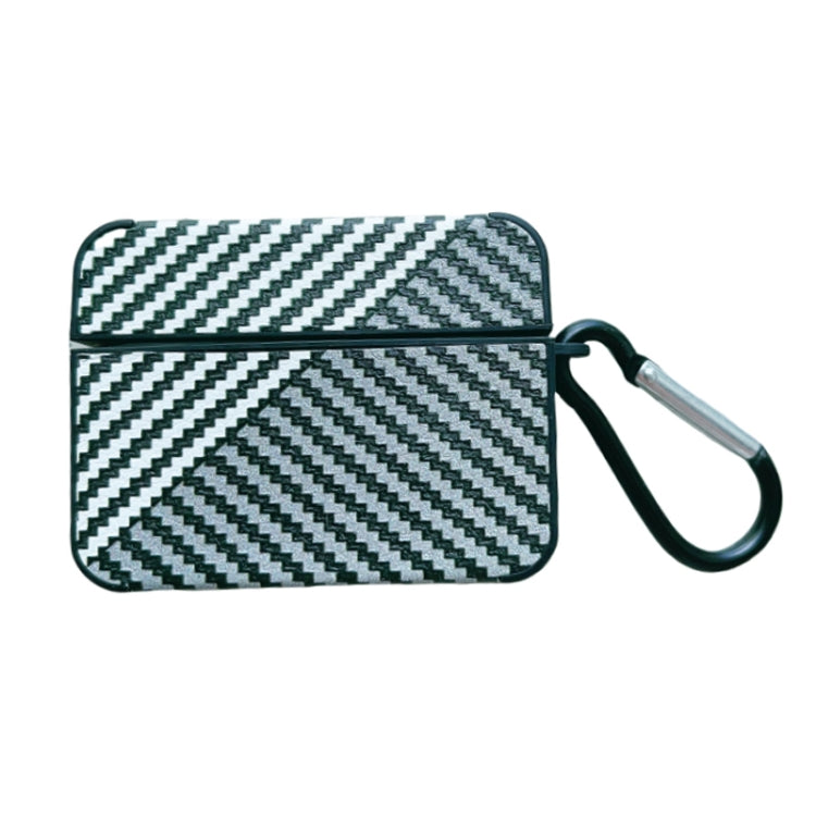 For AirPods 3 Carbon Fibre Texture PU Earbuds Box PC Case with Hook(Grey) - For AirPods 3 by PMC Jewellery | Online Shopping South Africa | PMC Jewellery | Buy Now Pay Later Mobicred