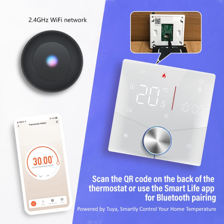 BHT-009GALW-MT Water Heating WiFi Smart Home LED Thermostat with Matter(Black) - Thermostat & Thermometer by PMC Jewellery | Online Shopping South Africa | PMC Jewellery | Buy Now Pay Later Mobicred