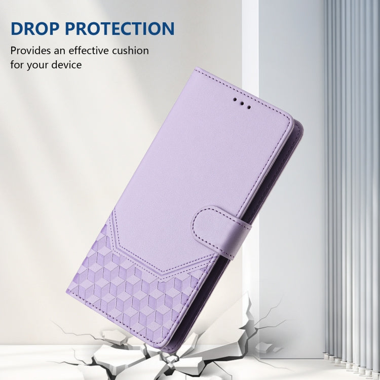 For Ulefone Note 17 Pro Honeycomb Embossing RFID Leather Phone Case(Light Purple) - Ulefone Cases by PMC Jewellery | Online Shopping South Africa | PMC Jewellery | Buy Now Pay Later Mobicred