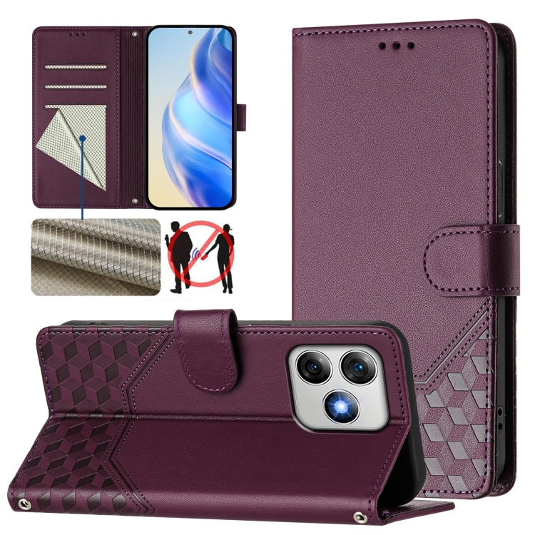 For Ulefone Note 18 Ultra Honeycomb Embossing RFID Leather Phone Case(Violet) - Ulefone Cases by PMC Jewellery | Online Shopping South Africa | PMC Jewellery | Buy Now Pay Later Mobicred