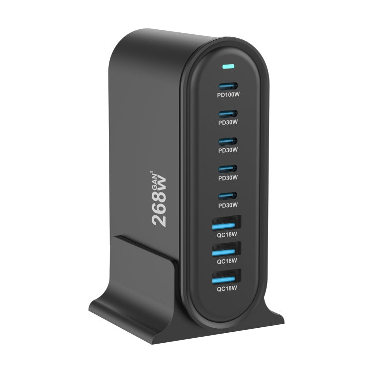 YMX-968 268W 5Type-C, 3USB 8-Ports Desktop Fast Charger, Plug Type:US Plug(Black) - Multifunction Charger by PMC Jewellery | Online Shopping South Africa | PMC Jewellery | Buy Now Pay Later Mobicred