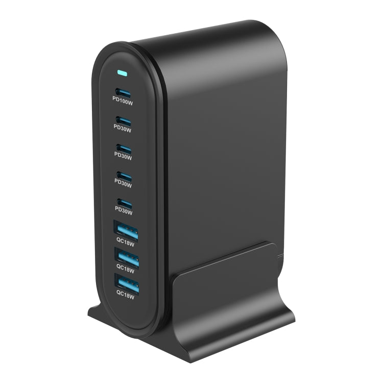 YMX-968 268W 5Type-C, 3USB 8-Ports Desktop Fast Charger, Plug Type:UK Plug(Black) - Multifunction Charger by PMC Jewellery | Online Shopping South Africa | PMC Jewellery | Buy Now Pay Later Mobicred