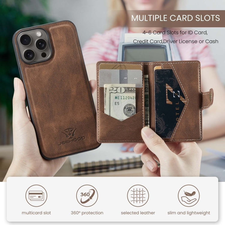 For iPhone 16 Pro Max JEEHOOD J01 Retro Magnetic Detachable Wallet Phone Case(Brown) - iPhone 16 Pro Max Cases by JEEHOOD | Online Shopping South Africa | PMC Jewellery | Buy Now Pay Later Mobicred