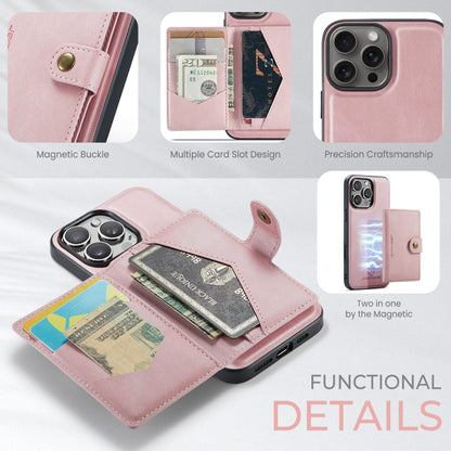 For iPhone 16 Pro Max JEEHOOD J01 Retro Magnetic Detachable Wallet Phone Case(Pink) - iPhone 16 Pro Max Cases by JEEHOOD | Online Shopping South Africa | PMC Jewellery | Buy Now Pay Later Mobicred