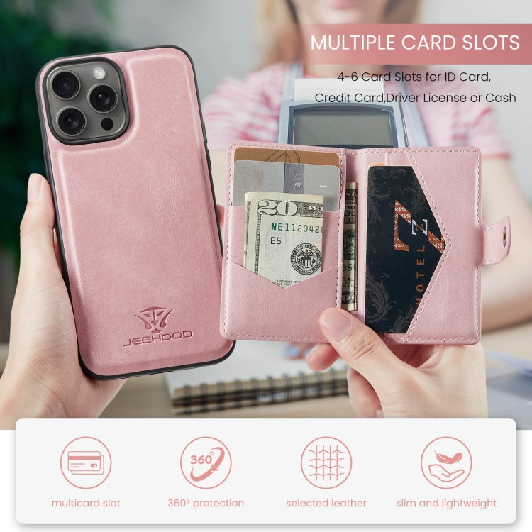For iPhone 16 Pro Max JEEHOOD J01 Retro Magnetic Detachable Wallet Phone Case(Pink) - free shipping - PMC Jewellery - Order now!