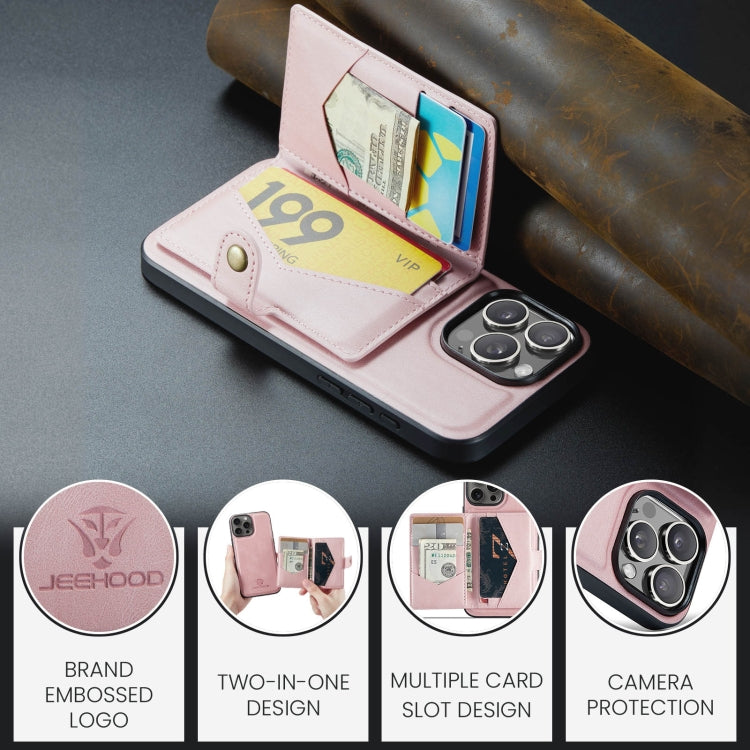 For iPhone 16 Pro Max JEEHOOD J01 Retro Magnetic Detachable Wallet Phone Case(Pink) - free shipping - PMC Jewellery - Order now!