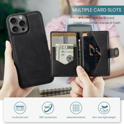 For iPhone 16 Pro JEEHOOD J01 Retro Magnetic Detachable Wallet Phone Case(Black) - iPhone 16 Pro Cases by JEEHOOD | Online Shopping South Africa | PMC Jewellery | Buy Now Pay Later Mobicred