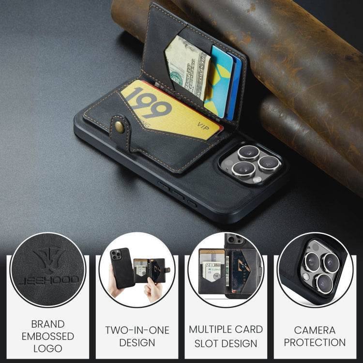 For iPhone 16 Pro JEEHOOD J01 Retro Magnetic Detachable Wallet Phone Case(Black) - iPhone 16 Pro Cases by JEEHOOD | Online Shopping South Africa | PMC Jewellery | Buy Now Pay Later Mobicred